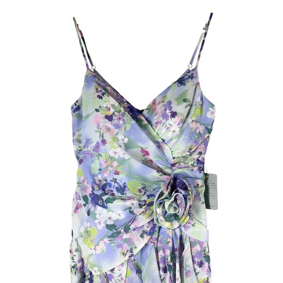 XSCAPE Women's Floral-Print Rosette Ruffled Gown Size 12 - Picture 9 of 12